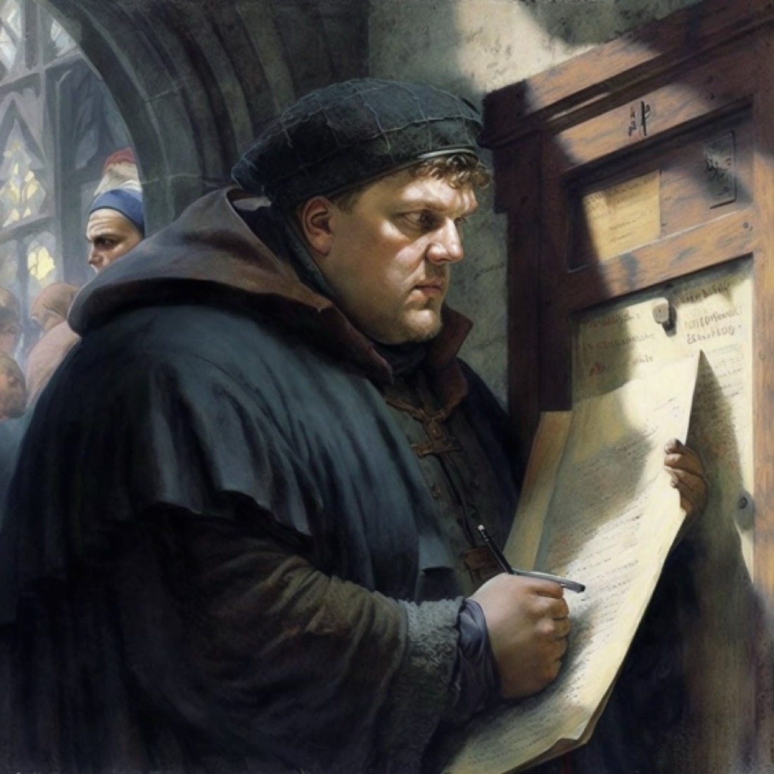 Martin Luther placardant ses 95 thèses